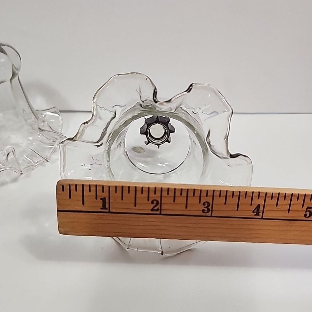 (4) Hand Blown Crystal Peg Votive Ruffled Cups Candle/Light Cover 1203-BL - Picture 5 of 10